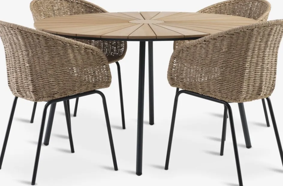 RANGSTRUP + TUERNERANGSTRUP Ø130 table + TUERNE chaises naturel-JYSK Outlet