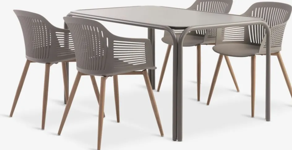 RAUMA + VANTORERAUMA L140 table + 4 VANTORE chaises sable foncé-JYSK Sale