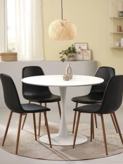 RINGSTED + JONSTRUPRINGSTED Ø100 table blanc + 4 JONSTRUP chaises noir-JYSK Outlet