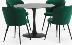 RINGSTED + RISSKOVRINGSTED Ø100 table noir + 4 RISSKOV chaises vert foncé-JYSK Sale