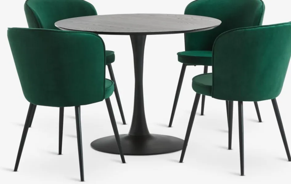 RINGSTED + RISSKOVRINGSTED Ø100 table noir + 4 RISSKOV chaises vert foncé-JYSK Sale