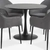 RINGSTED + SABRORINGSTED Ø100 table noir + 4 SABRO chaises gris/noir-JYSK Outlet