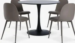 RINGSTED + ULDALRINGSTED Ø100 table noir + 4 ULDAL chaises brun-JYSK New