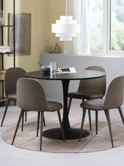 RINGSTED + ULDALRINGSTED Ø100 table noir + 4 ULDAL chaises brun-JYSK New