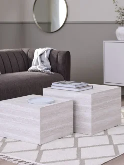 ROLSTEDTable basse ROLSTED 58x58/50x50 coloris travertin 2pcs-JYSK Discount