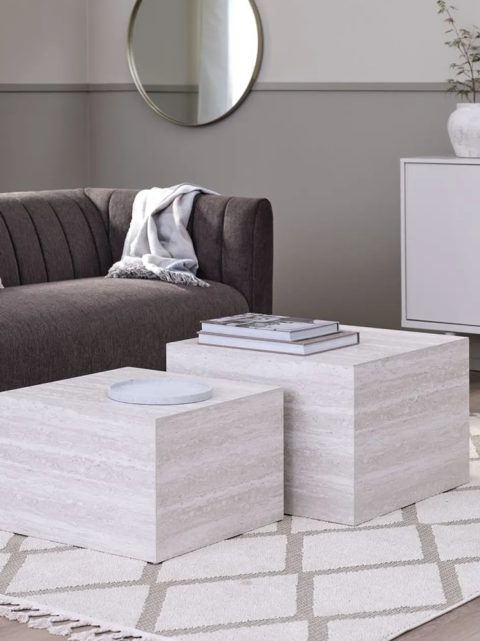 ROLSTEDTable basse ROLSTED 58x58/50x50 coloris travertin 2pcs-JYSK Discount