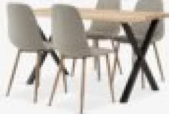 ROSLEV + BISTRUPROSLEV L200 table chêne naturel + 4 BISTRUP chaises sable-JYSK Sale