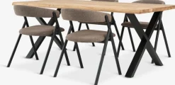 ROSLEV + HINDEVADROSLEV L200 table chêne naturel + 4 HINDEVAD chaises brun c.-JYSK Best
