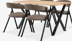 ROSLEV + HINDEVADROSLEV L140 table chêne naturel + 4 HINDEVAD chaises brun c.-JYSK Hot