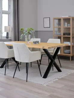 ROSLEV + PURHUSROSLEV L200 table chêne nat. + 4 PURHUS chaises blanc cassé-JYSK Best