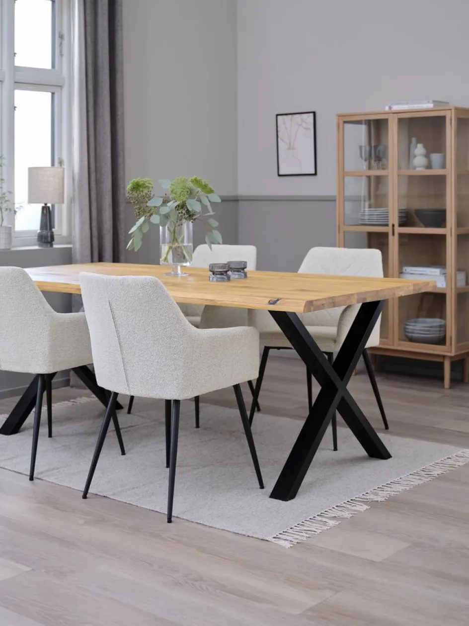ROSLEV + PURHUSROSLEV L200 table chêne nat. + 4 PURHUS chaises blanc cassé-JYSK Best
