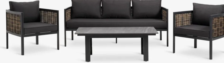 SALTENEnsemble lounge SALTEN 5personnes à séchage rapide noir-JUTLANDIA Online