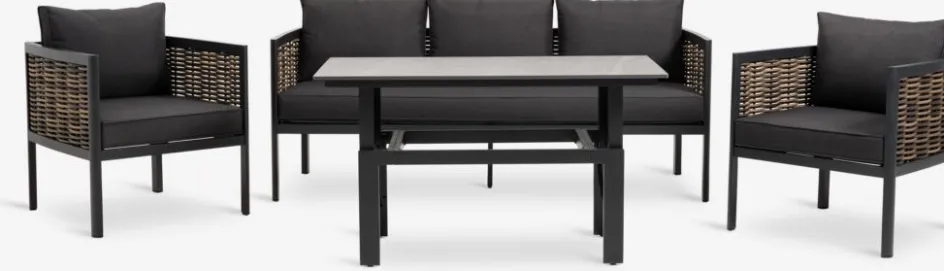 SALTENEnsemble lounge SALTEN 5personnes à séchage rapide noir-JUTLANDIA Online