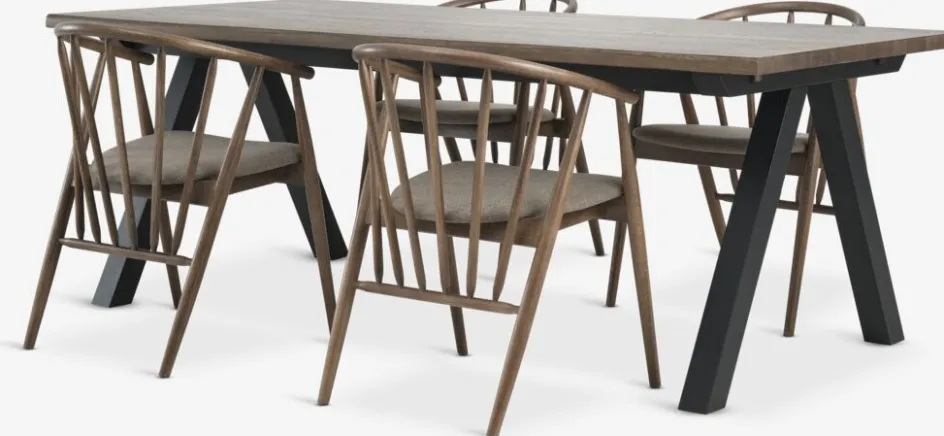 SANDBY + LYKSBORGSANDBY L210 table chêne foncé + 4 LYKSBORG chaises chêne f.-JYSK Discount