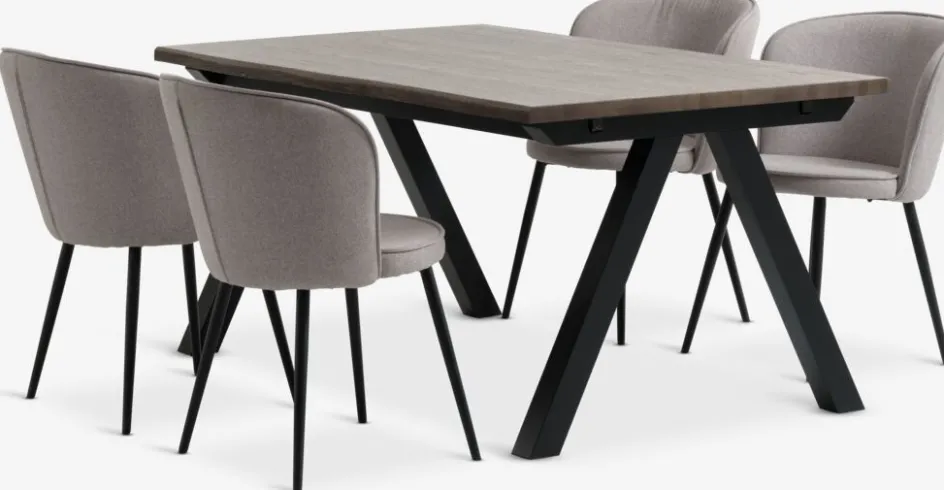 SANDBY + RISSKOVSANDBY L160 table chêne foncé + 4 RISSKOV chaises gris clair-JYSK Clearance