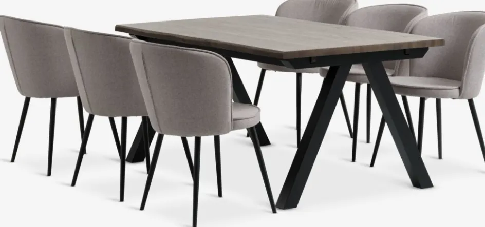 SANDBY + RISSKOVSANDBY L160 table chêne foncé + 4 RISSKOV chaises gris clair-JYSK Clearance