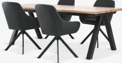SANDBY + ROSTRUPSANDBY L210 table chêne naturel + 4 ROSTRUP chaises noir-JYSK Clearance