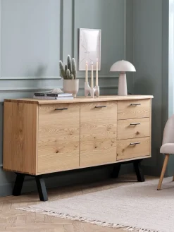 SANDBYBuffet SANDBY 2 portes 3 tiroirs chêne naturel/noir-Royal Oak Clearance