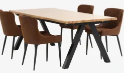 SANDBYSANDBY L210 table chêne naturel + 4 PEBRINGE chaises brun/n.-JYSK Sale
