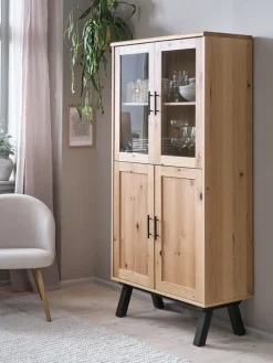 SANDBYVitrine SANDBY 2 portes chêne naturel/noir-Royal Oak Clearance