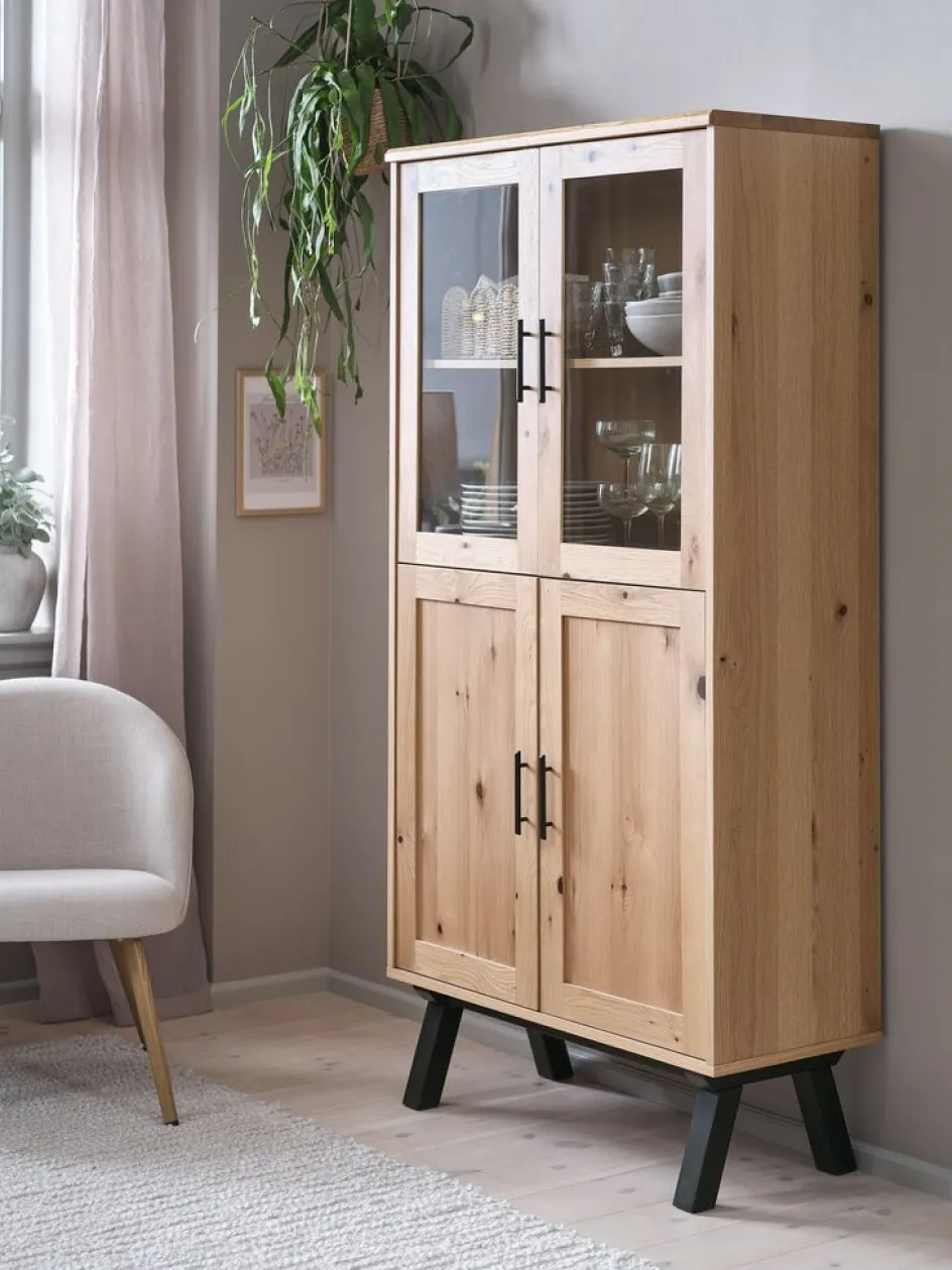 SANDBYVitrine SANDBY 2 portes chêne naturel/noir-Royal Oak Clearance