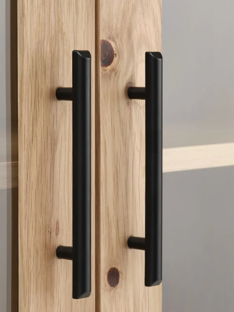 SANDBYVitrine SANDBY 2 portes chêne naturel/noir-Royal Oak Clearance
