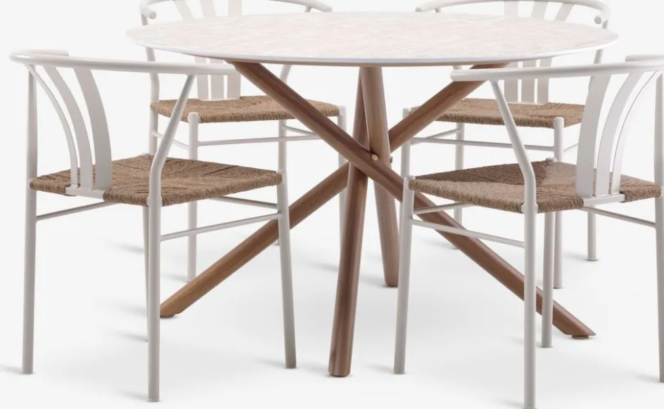 SANDVIG + TAGMARKSANDVIG Ø120 table + 4 TAGMARK chaiess beige-JYSK Sale
