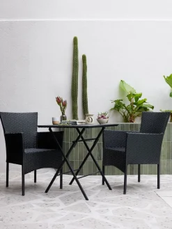 SANDVIKA + AIDTSANDVIKA L65 table + 2 AIDT chaises noir-JYSK Outlet