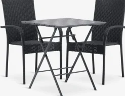 SANDVIKA + GUDHJEMSANDVIKA L65 table + 2 GUDHJEM chaises noir-JYSK Best