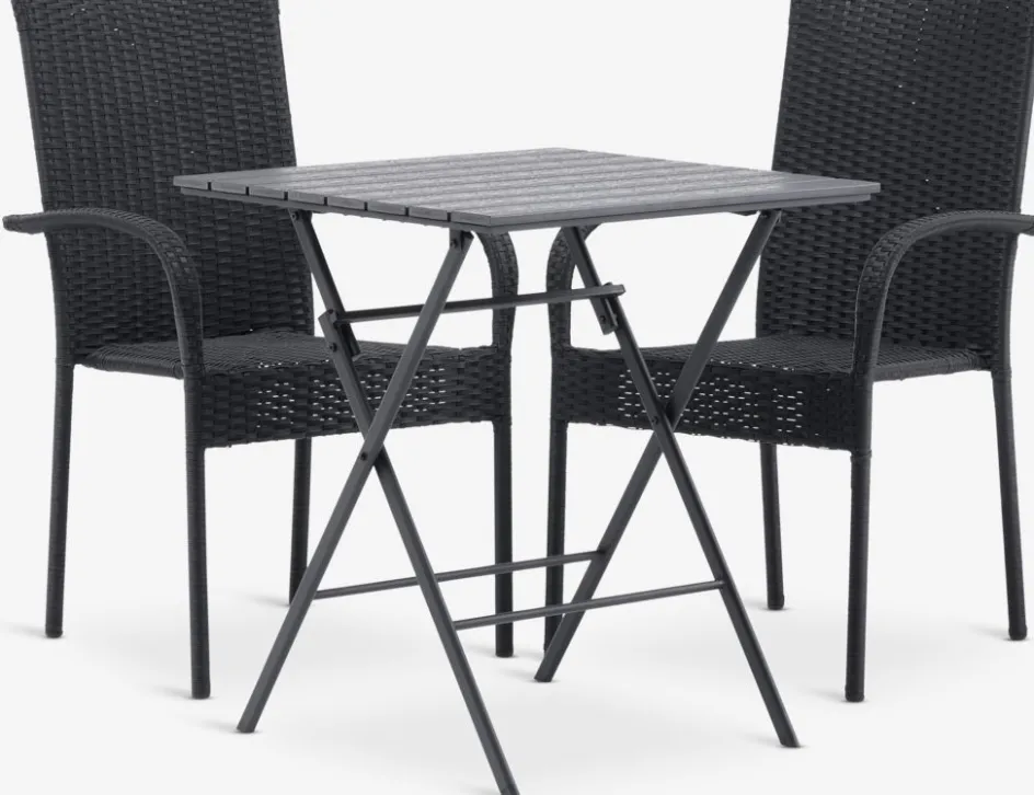 SANDVIKA + GUDHJEMSANDVIKA L65 table + 2 GUDHJEM chaises noir-JYSK Best