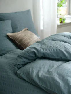 SIGRIDPlusParure de lit en seersucker SIGRID 240x220 pétrole-JYSK Online