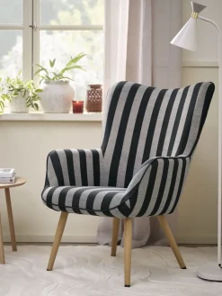 SIMESTEDFauteuil SIMESTED rayures tissu noir/beige-JYSK Online