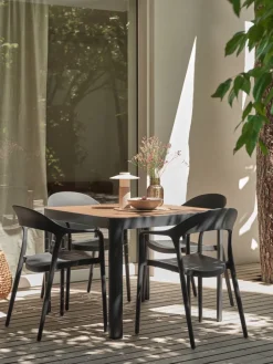 SIRDAL + NANNESTADSIRDAL L91 table eucalyptus + 4 NANNESTAD chaises gris foncé-JYSK Online
