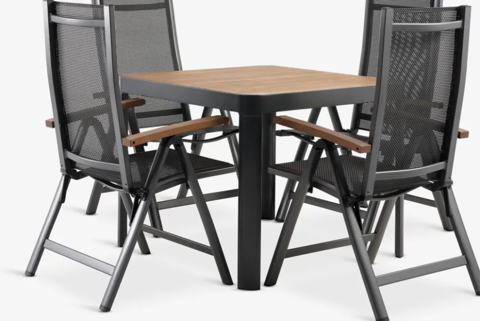 SIRDAL + SIRDALSIRDAL L91 table eucalyptus + 4 SIRDAL chaises gris-JUTLANDIA Hot