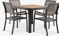 SIRDAL + SIRDALSIRDAL L91 table bois dur + 4 SIRDAL chaises gris-JUTLANDIA New