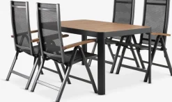 SIRDAL + SIRDALSIRDAL L149 table eucalyptus + 4 SIRDAL chaises gris-JUTLANDIA