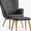 SKALBORGFauteuil/repose-pieds SKALBORG tissu gris foncé/chêne-JYSK Best