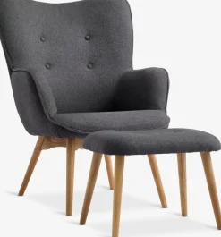 SKALBORGFauteuil/repose-pieds SKALBORG tissu gris foncé/chêne-JYSK Best