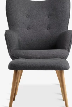 SKALBORGFauteuil/repose-pieds SKALBORG tissu gris foncé/chêne-JYSK Best