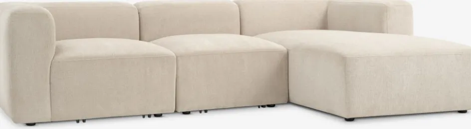 SKEJBYCanapé modulable SKEJBY 3personnes méridienne tissu beige-JYSK Discount