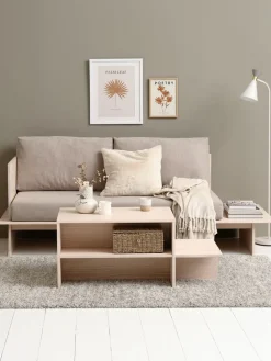 SOLLERUPTable basse SOLLERUP 50x110 a/tablettes pin massif-JYSK Discount