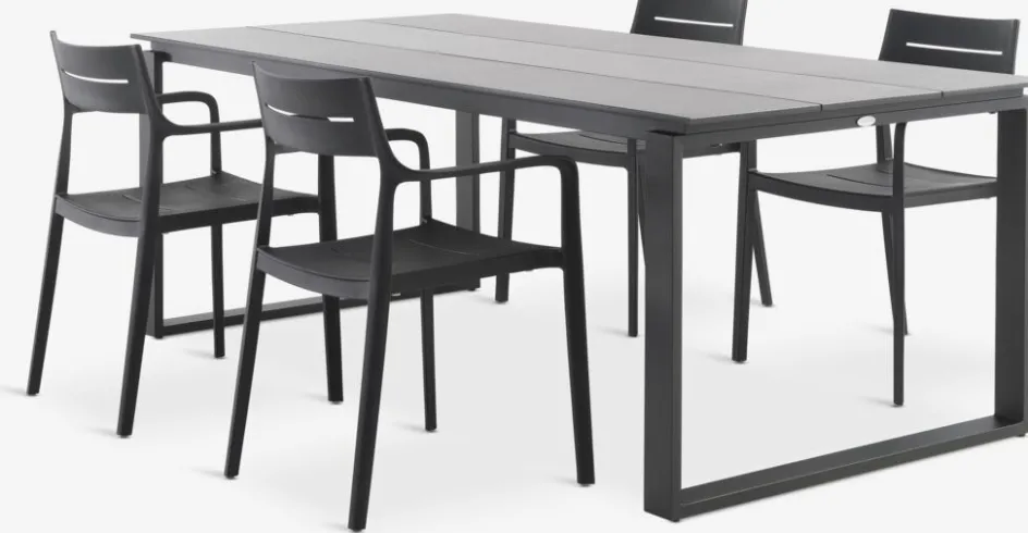 SONNERUP + INGSTRUPSONNERUP L215 table gris + 4 INGSTRUP chaises noir-JYSK Best