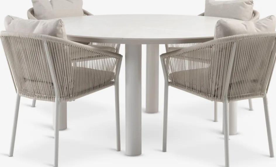 SURNADAL + GILJASURNADAL Ø150 table + 4 GILJA chaises beige-JUTLANDIA Discount