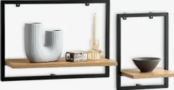 TRAPPEDALÉtagère murale TRAPPEDAL 2 pcs/pqt coloris chêne chaud/noir-JYSK