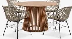 UDBYNEDER + ILDERHUSEUDBYNEDER Ø120 table teck + 4 ILDERHUSE chaises natural-JUTLANDIA Outlet