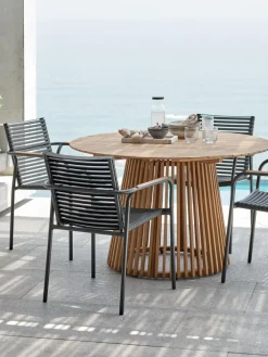 UDBYNEDER + NABEUDBYNEDER Ø120 table teck + 4 NABE chaises noir-JUTLANDIA Hot