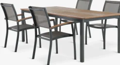 ULBJERG + SIRDALULBJERG L214/297 table eucalyptus + 4 SIRDAL chaises gris-JUTLANDIA Hot