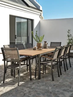 ULBJERG + SIRDALULBJERG L214/297 table eucalyptus + 4 SIRDAL chaises gris-JUTLANDIA Hot