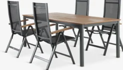 ULBJERG + SIRDALULBJERG L214/297 table eucalyptus + 4 SIRDAL chaises gris-JUTLANDIA New