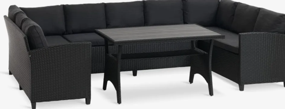 ULLEHUSEEnsemble lounge ULLEHUSE 9 personnes avec rangement noir-JYSK Discount